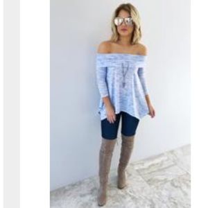 More Like Me Heathered Baby Blue Blouse